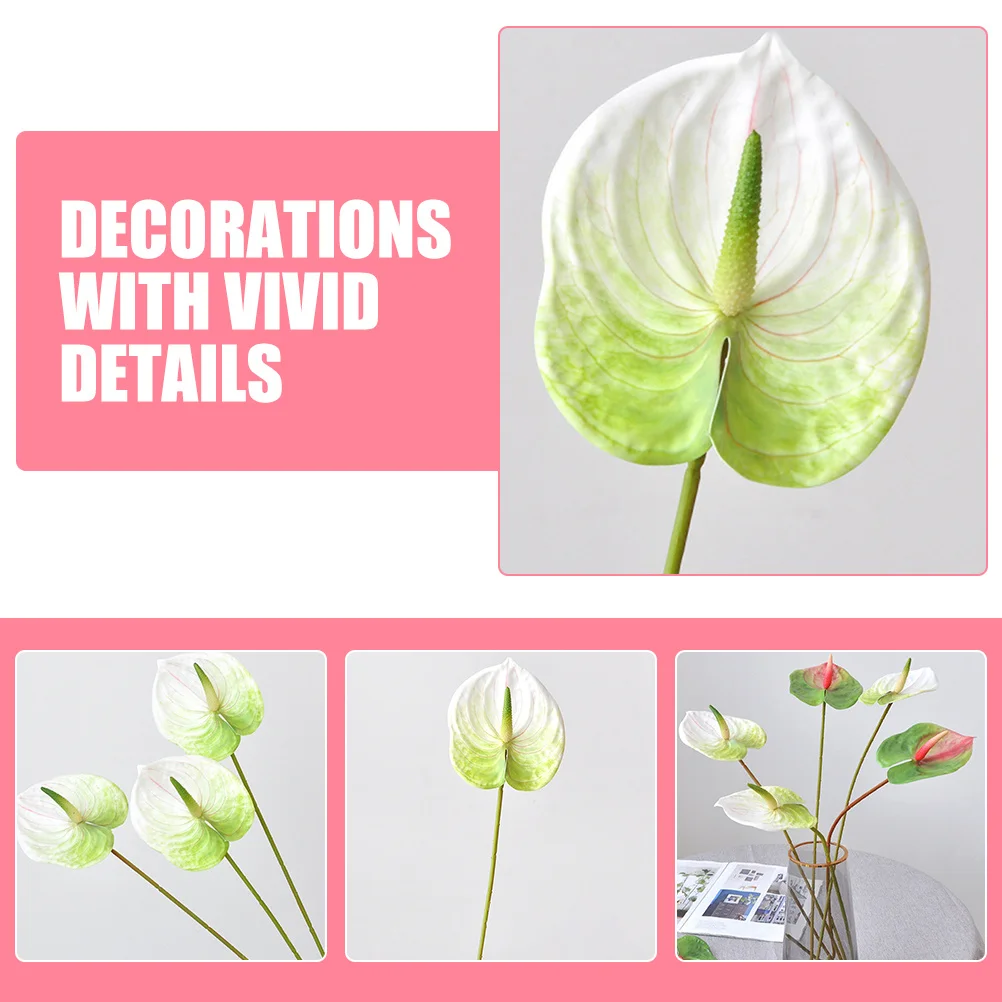 

6pcs Diy Artificial Anthurium Flower Bouquet Fake Flowers For Home Wedding Party Decor Simulation Flower Arrangement Fake Plant