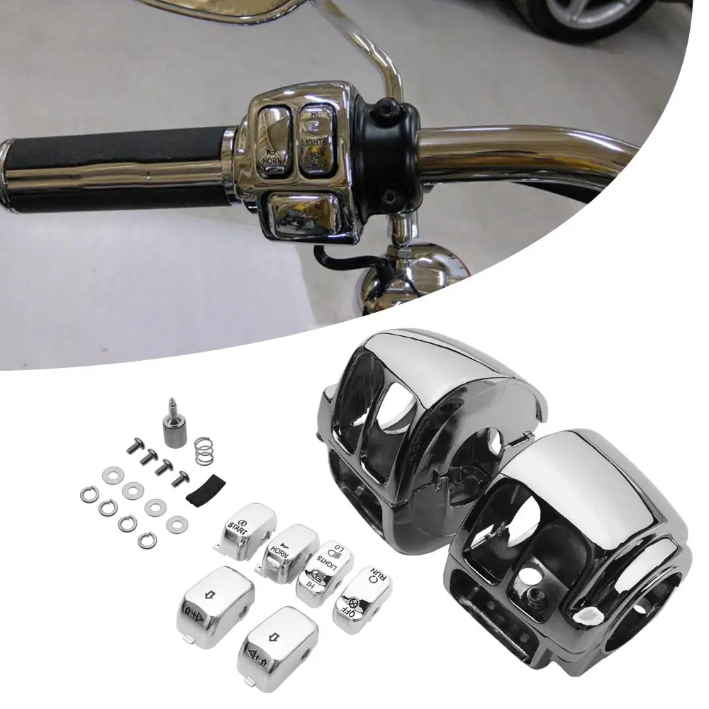 

1 пара высококачественных хромированных накладок на кнопки переключателей (левая и правая) для Harley Dyna Softail Sportster XL 2011-2018