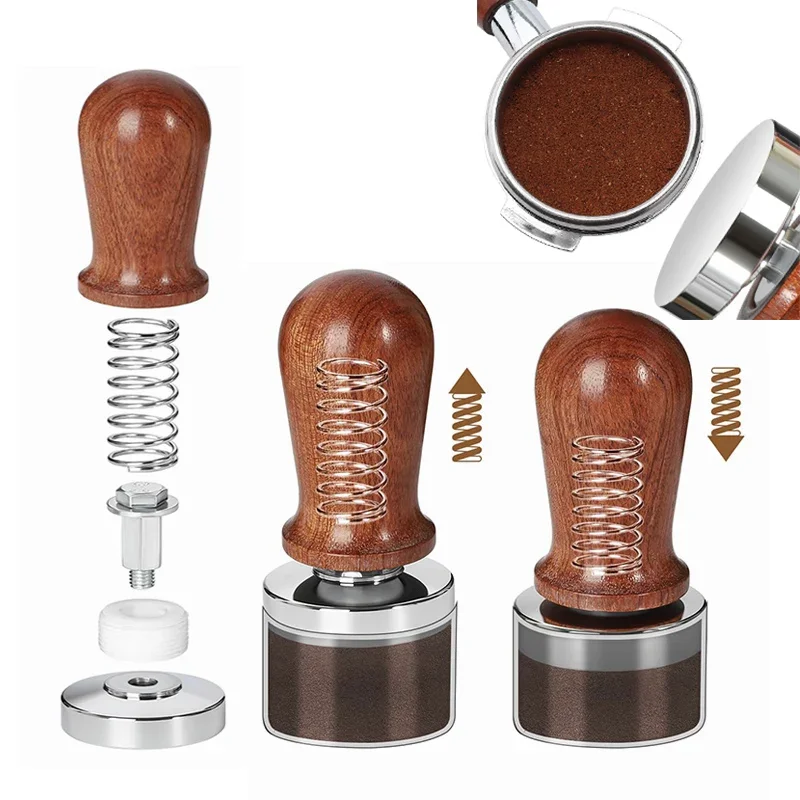 Espresso Tamper with Calibrated Spring Loaded Coffee Tamper 51mm 53mm 58mm Tampers and Coffee Stirrer Barista Cafe Coffee Tools