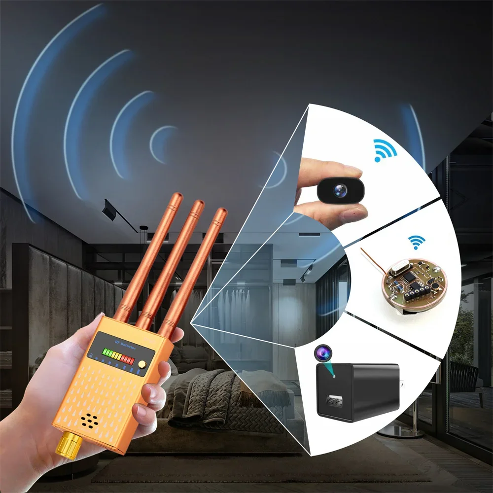 Mini rilevatore di bug Wifi Telecamera nascosta Finder Anti-spia Ascolto Segnale telefonico Dispositivo RF wireless Localizzatore GPS Rilevamento wifi bluetooth