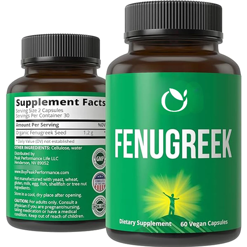 Fenugreek Vegetarian Capsules, A Vague Supplement of Fenugreek, Suitable for Both Women and Men. 60 Capsules