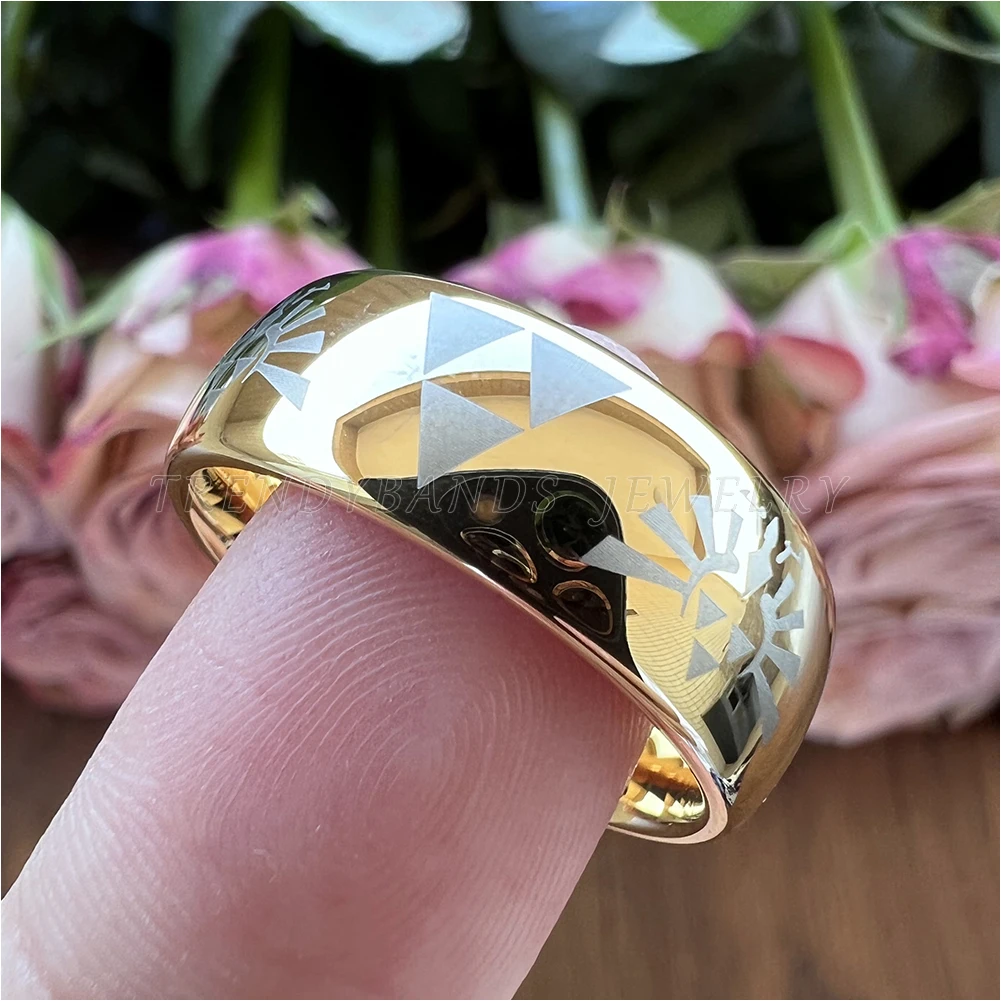 8mm Großhandel Dropshipping Laser Wolfram Ringe für Männer Frauen Eheringe Gravierte Gewölbte Poliert Glänzende Comfort Fit – Detail 4