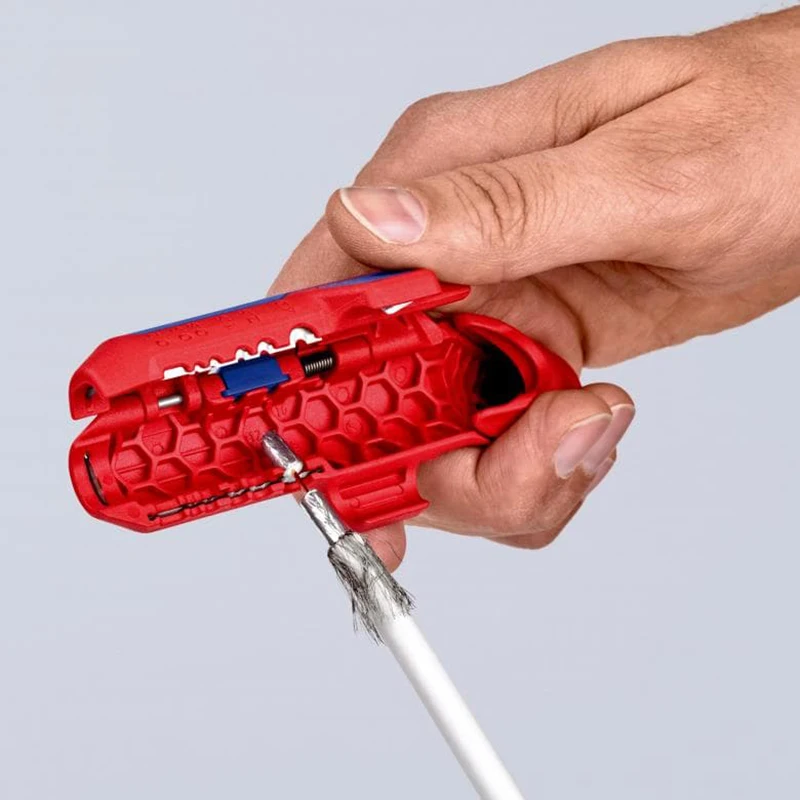KNIPEX-Herramienta de pelado Universal para mano derecha, herramienta de pelado de cables con mango curvo, tamaños métricos Ergostrip 16 95 01 SB,