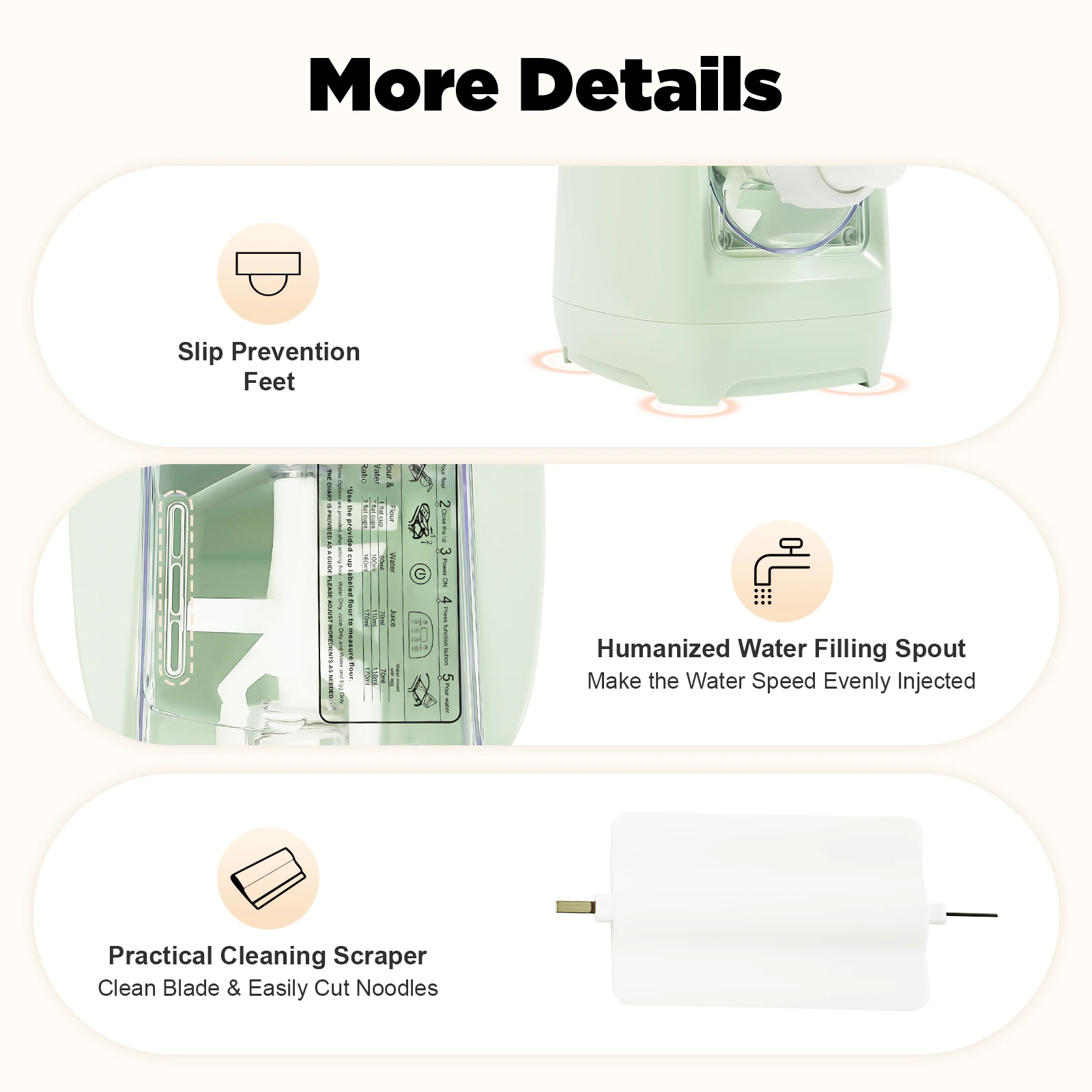 260W Electric Pasta Maker with 13 Molds & LED Display 3-Min Quick-Extrude Dishwasher Safe Parts 110V US Plug Modern Green Design