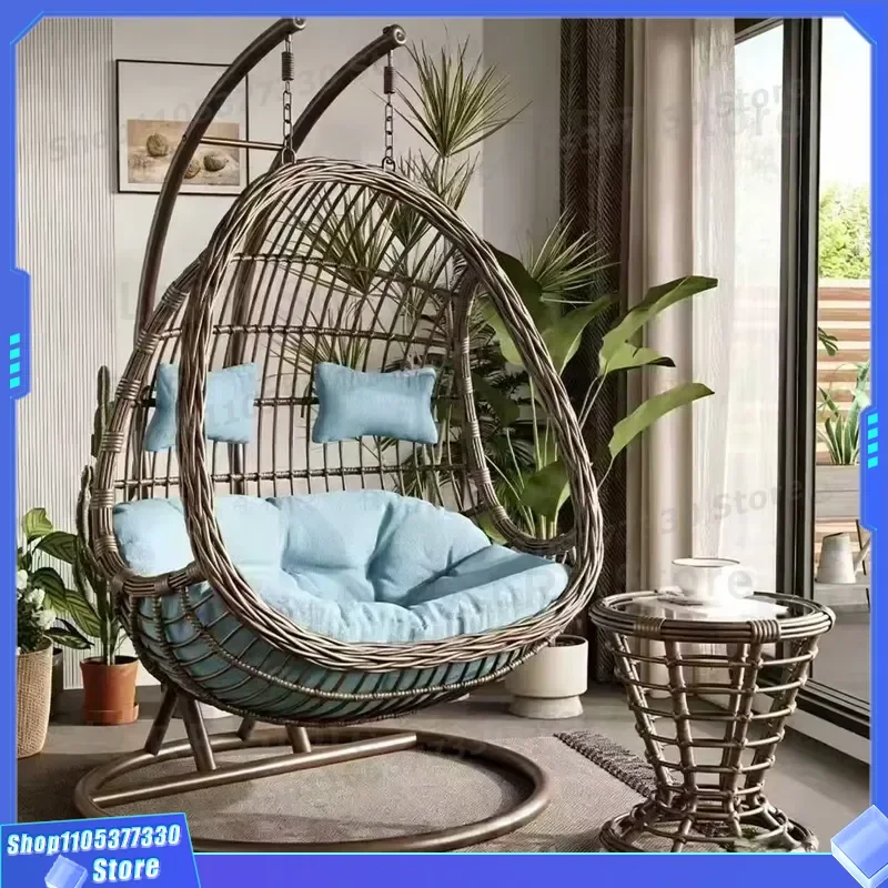 Double Hanging Rattan Chair Balcony Hammock Basket Indoor Outdoor Leisure Bird Nest Cradle for Home Courtyard Lazy Swing Seat