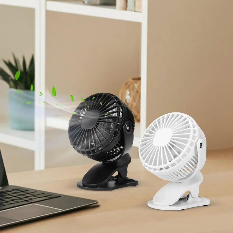 Clip On Desk Fan Rechargeable Mini Desktop Fan USB Personal Fans Quiet Operation 3 Speeds Portable Table Fan For Cars