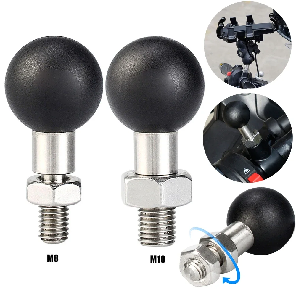 25mm Mounts Mirror Seat Ball Head M10 M8 Screw Ball Head Mount Adapter M8 M10x1.25 Male Thread Mount for Motorcycle Phone Holder