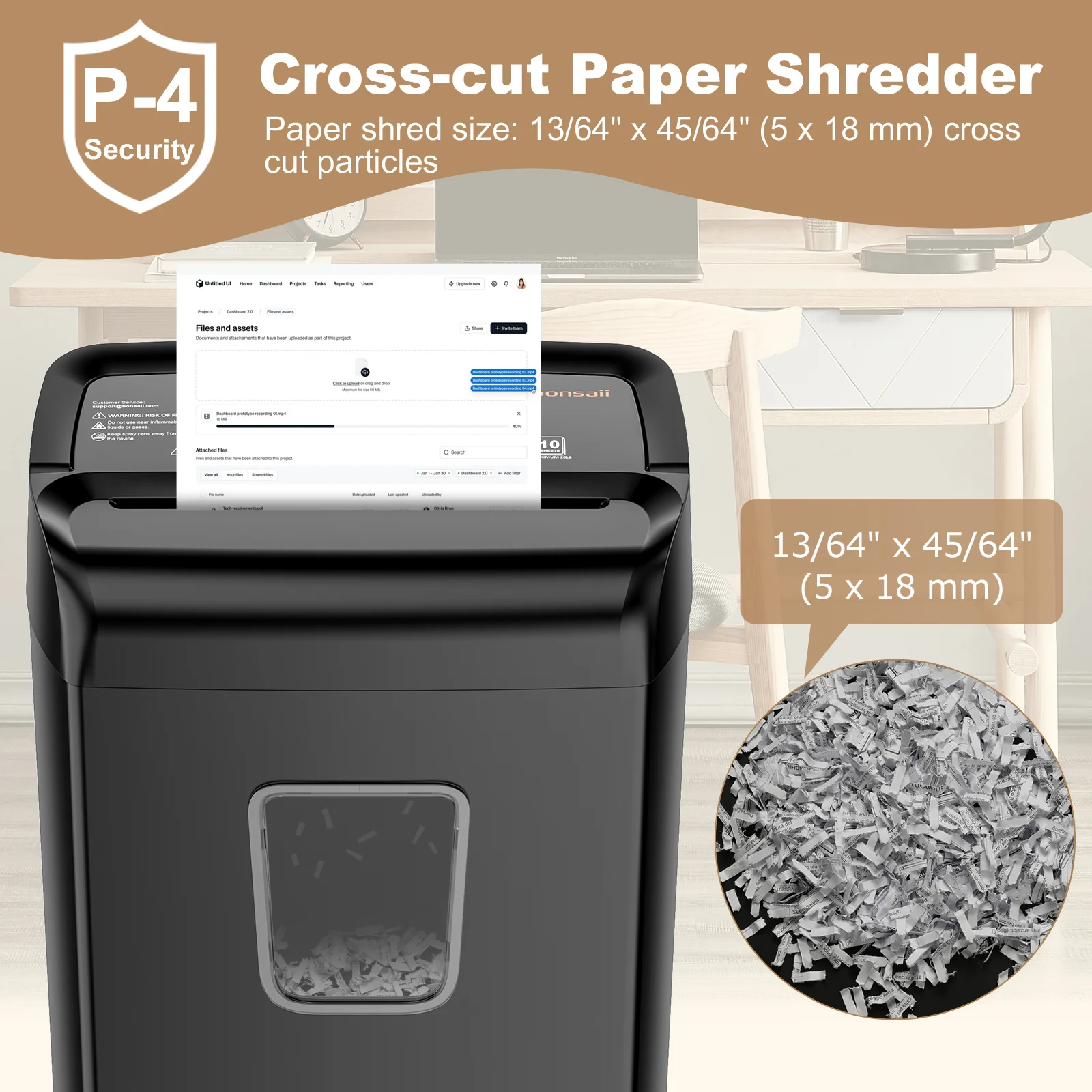 Bonsaii 10-Sheet Cross Cut Paper Shredder for Home Office Use with 5.5-Gallon Wastebasket