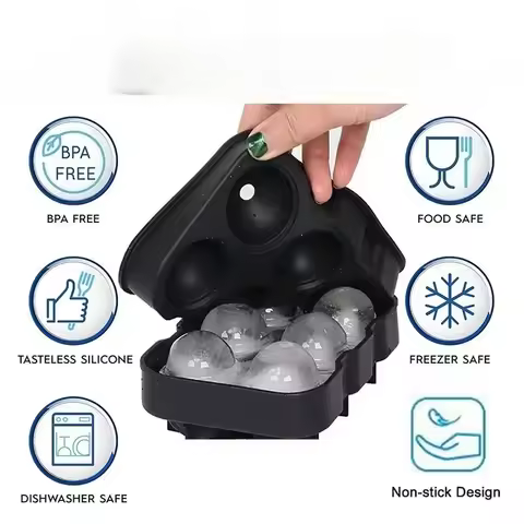 Wholesale Ice Cube Silicone Ice Cube Tray Big Ice Ice Mold Cube Reusable Whiskey Ice Ball for Mold Mould 4/6/8 Grid Ice Ball