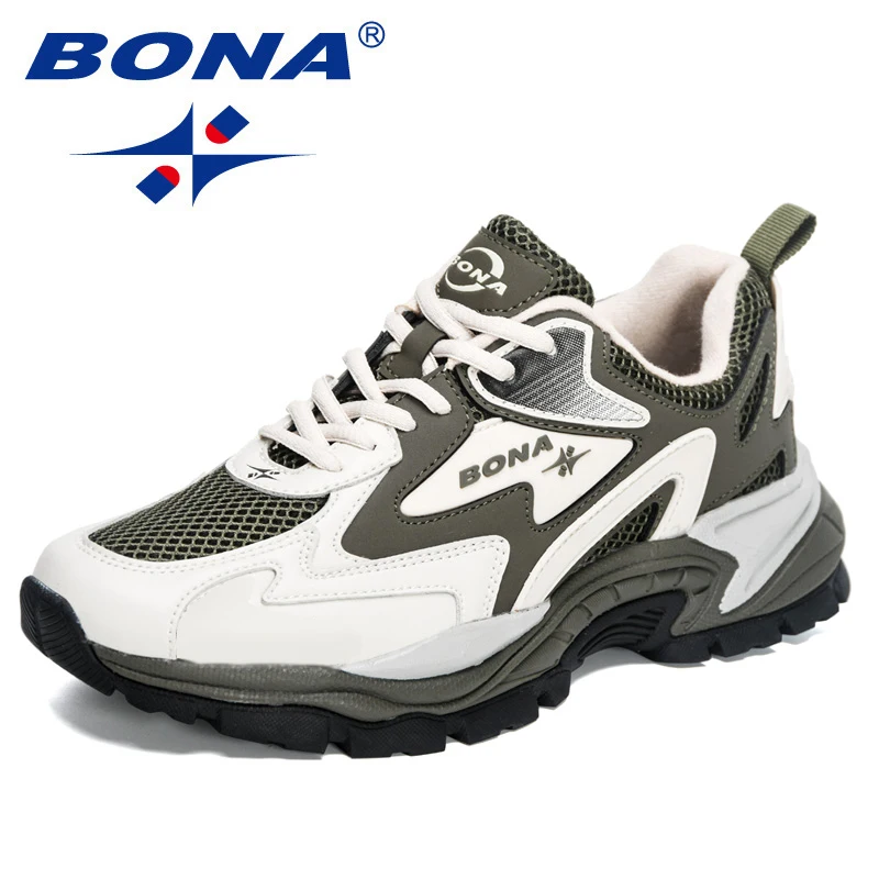 BONA 2023 New Designers Mesh Running Shoes Breathable Training Shoes Men Lightweight Sneakers Non-Slip Tennis Walking Shoes Man