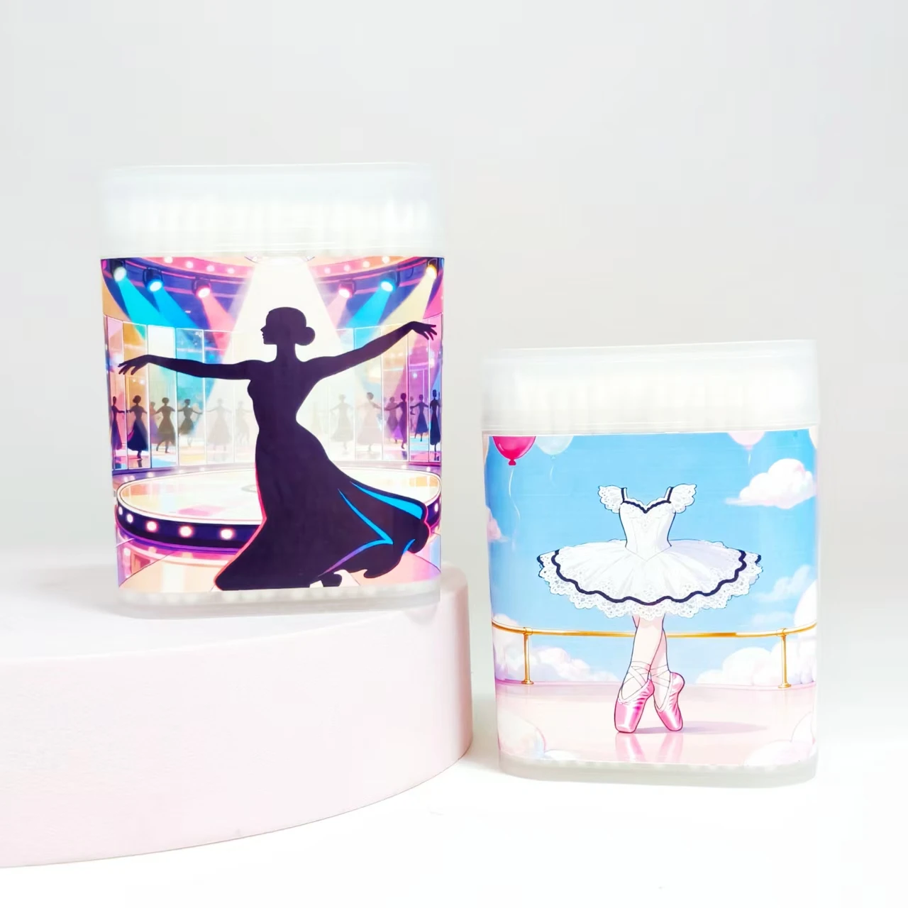 600 pz/1000 pz modello balletto albero sottile tampone di cotone bianco satinato in scatola tampone di cotone regalo a doppia estremità