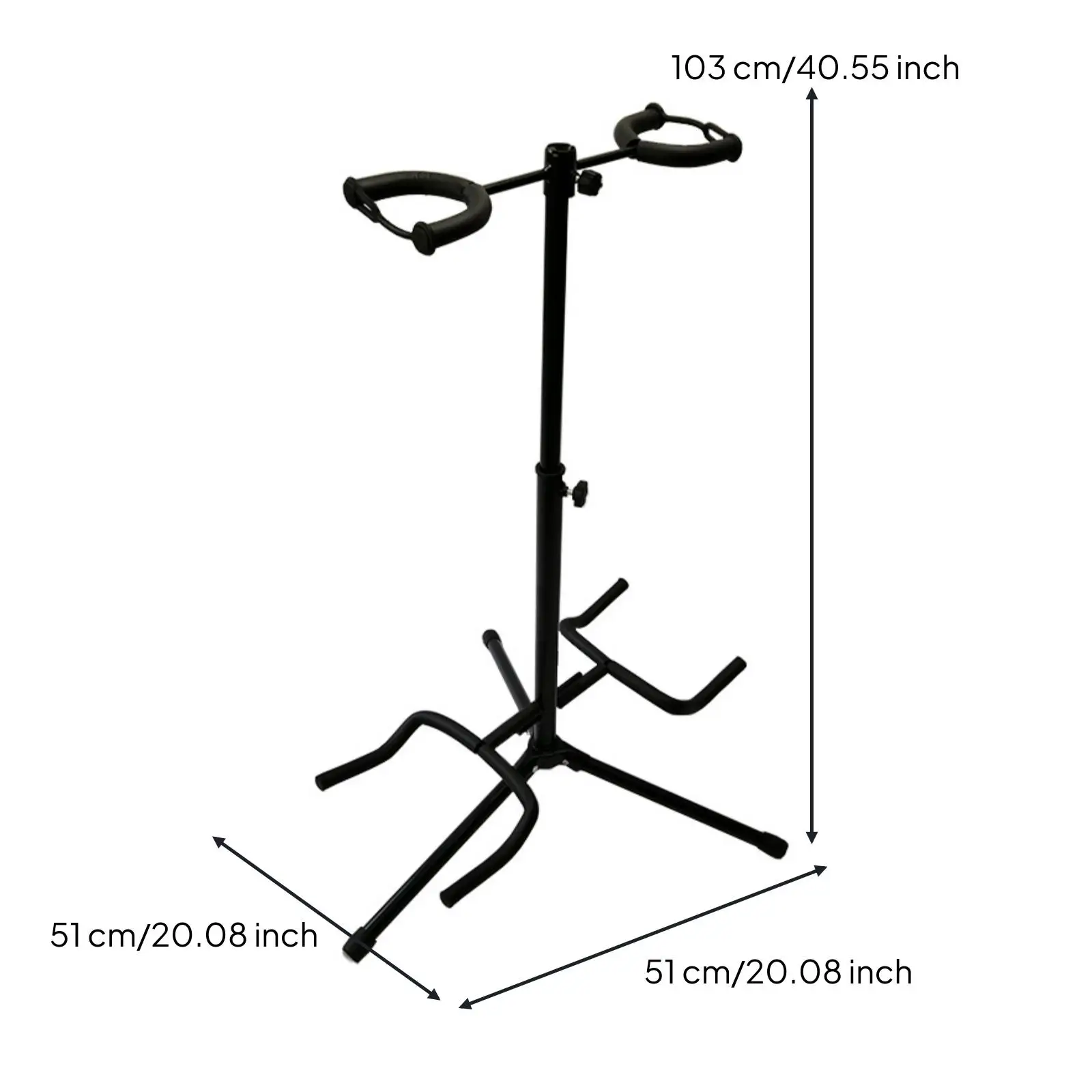 Double Guitar Stand Adjustable-Height Guitar Stand with Padded Yokes Floor-Standing for Guitarists, Instrumentalists, Music
