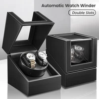Bobinadora de reloj doble para relojes automáticos Bobinadora de reloj automática Caja de cuero Bobinadora de reloj de 2 ranuras para hombres con motor silencioso