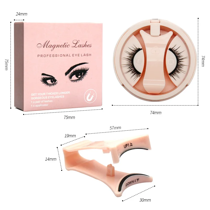 Nuovo rosa Quantum Ciglia magnetiche naturali 6D Bigodino Ciglia magnetiche fatte a mano con applicatore Set di strumenti per trucco riutilizzabili