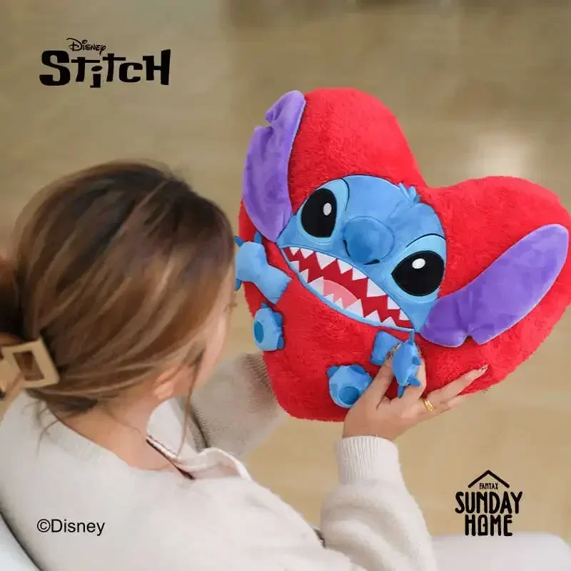 Disney Stitch Love Plush Pillow Soft Cartoon Peripheral Trendy Home Cushions Lumbar Pillow Kawaii Romantic Valentine's Day Gift