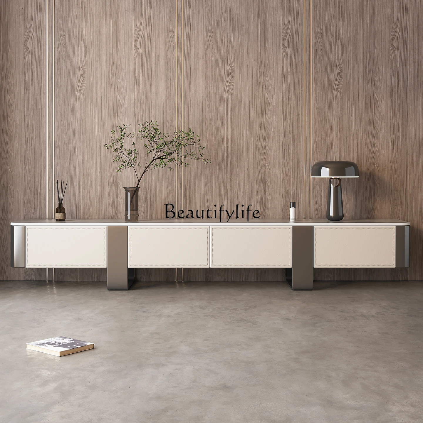

Light luxury rock slab TV cabinet Modern simple living room TV cabinet