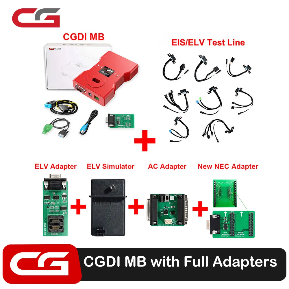 

CGDI MB With Full Adapters Including EIS ELV Test Line ELV Adapter ELV Simulator AC Adapter With New Diode Key Programmer