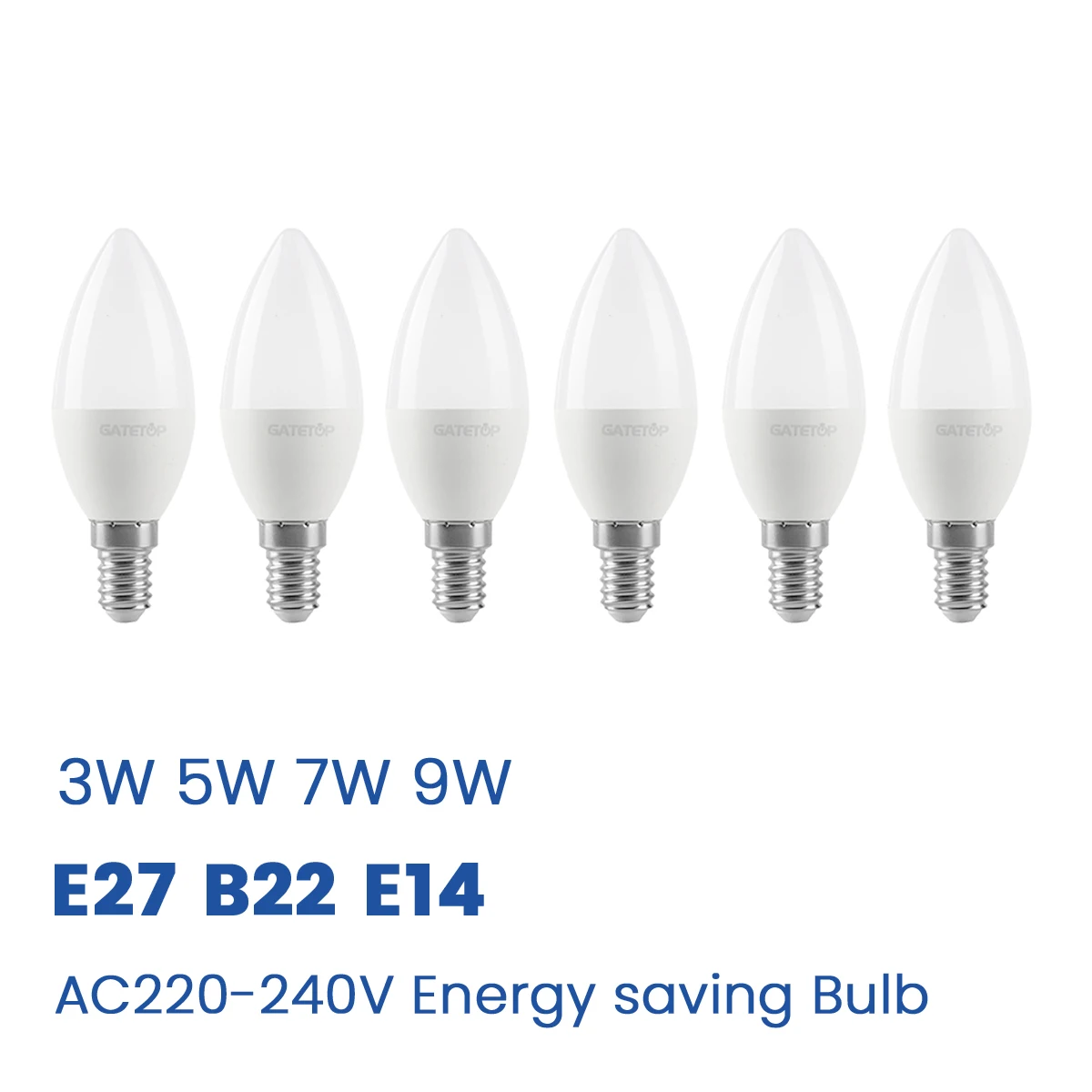 6pcs LED Candle Bulbs 220V E27 E14 B22 3W-7W, High Brightness Energy Saving Bulb for Chandeliers, Wall Table Lamps Home Light