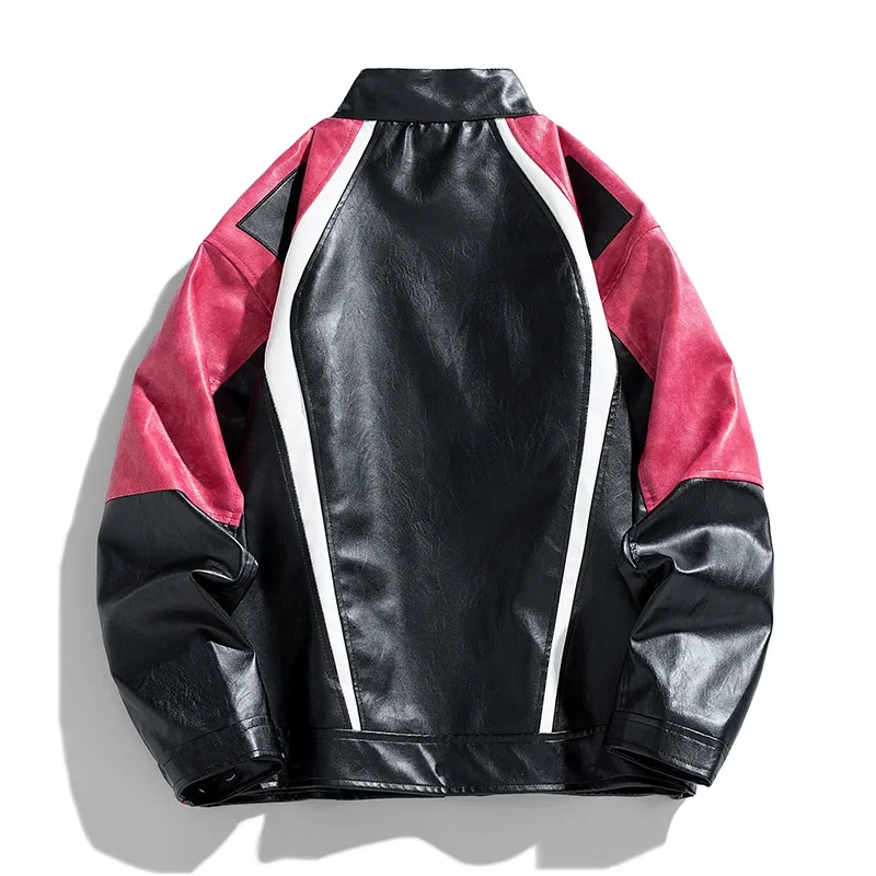 2028 XKK NEW  Spring and fall Summer outside coat color pu leather motorcycle jacket male fashion leather jacket