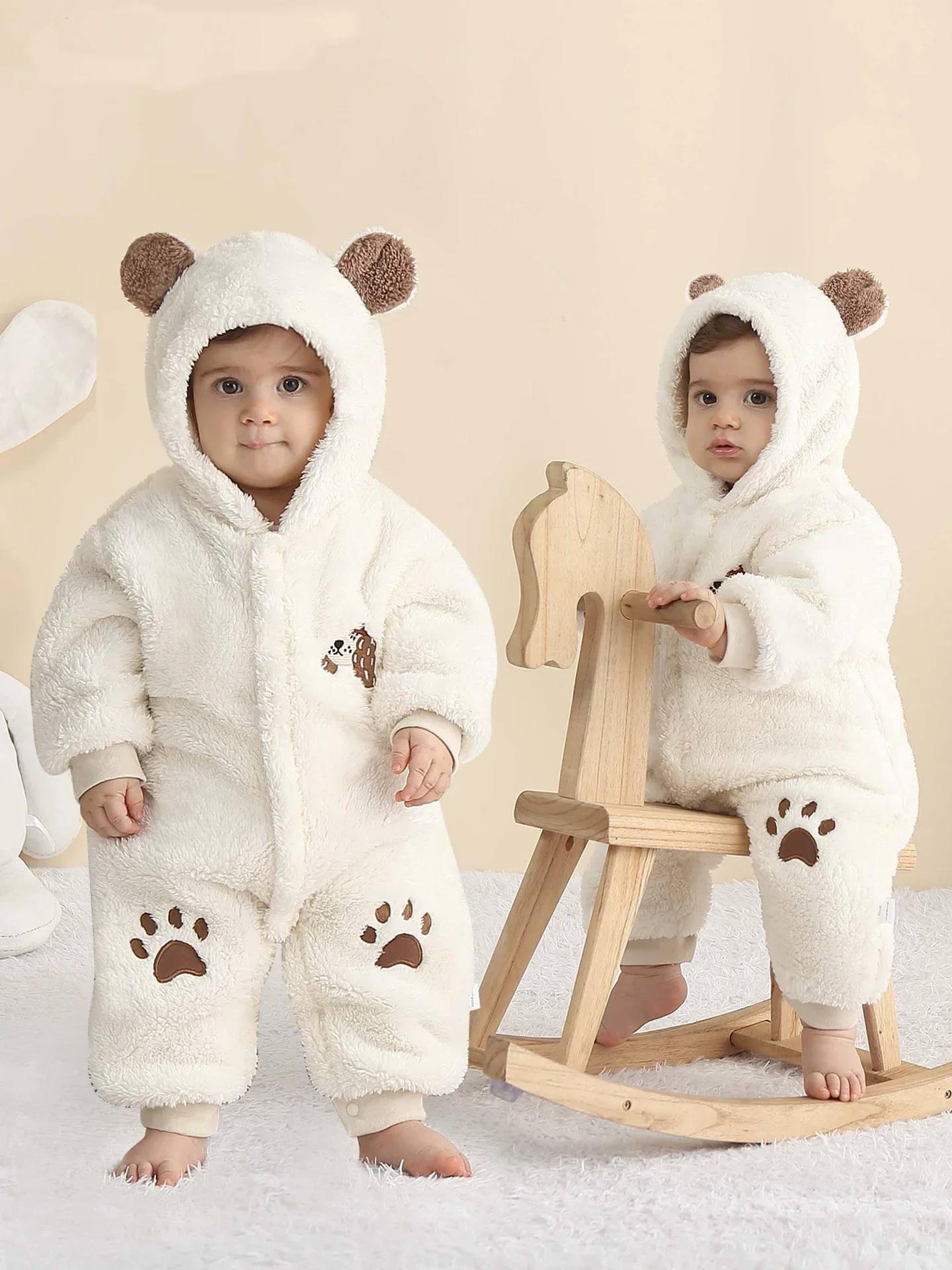 Newborn Baby Boys Clothing Animal Cartoon Hooded Jumpsuit Winter Baby Pajamas Onesies Kids Sleepwear Newborn Baby Pyjamas 3 6 9M