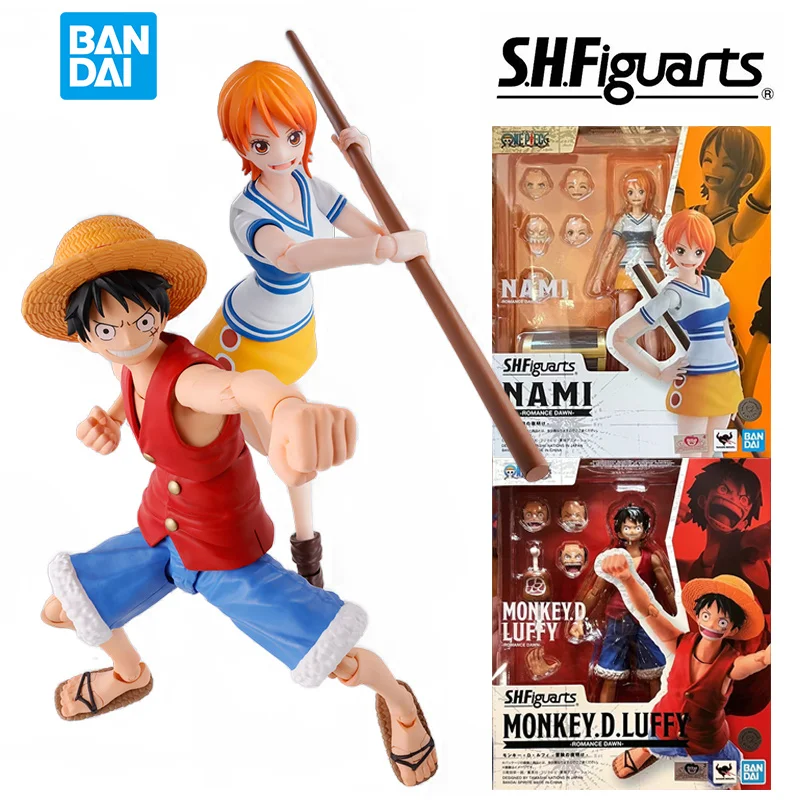 Bandai Namco S.H.Figuarts One Piece Monkey.D.luffy Nami Romance Dawn 16Cm Anime Original Action Figure Model Toy Gift Collection