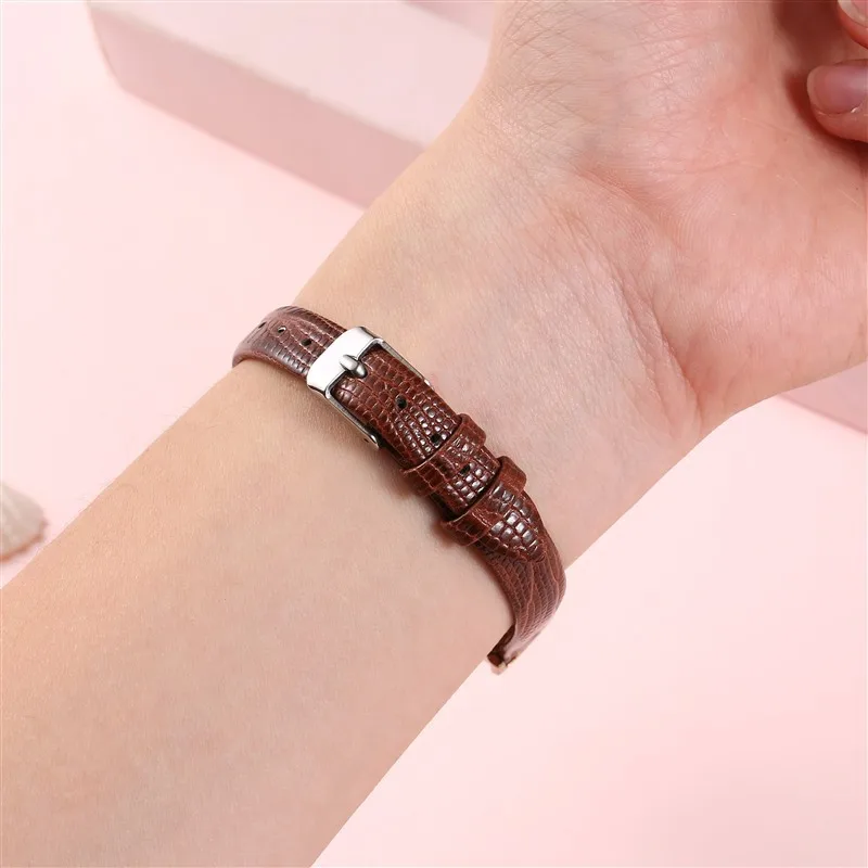 8mm 10mm 12mm 14mm 16mm Watch Strap for Quartz Watch Band Women Bracelet Ultra-thin Soft Wristabnd Aligator Pattern Watchbands