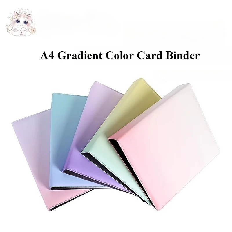 

A4 Gradient Color Card Binder - Large Capacity Thick PU Leather Photo Holder for Polaroids , Kpop Cards, YuGiOh, Trading Cards