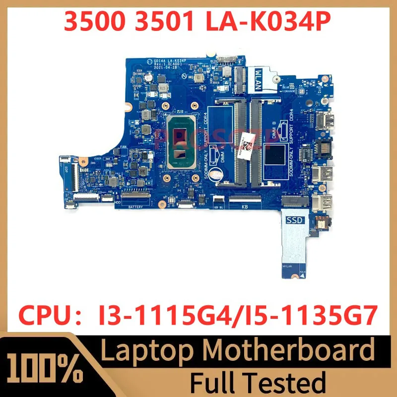 

CN-0FTXD9 0FTXD9 CN-0PY8NM 0PY8NM For DELL 3500 3501 Laptop Motherboard LA-K034P With I3-1115G4/I5-1135G7 CPU 100%Full Tested OK