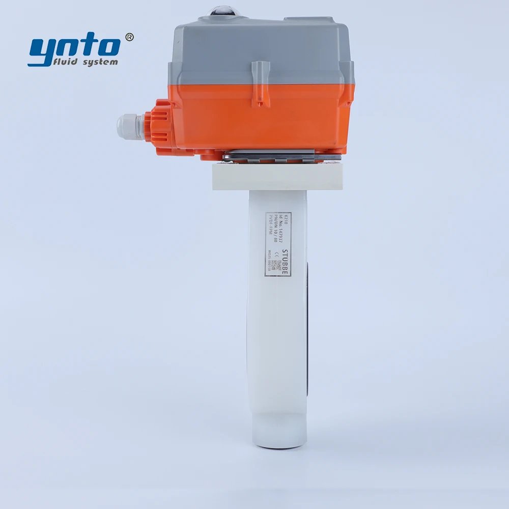 Industria química industrial Actuador eléctrico IoT Válvula de mariposa Cuerpo de válvula compuesta PVDF + FRP duradero para altas temperaturas