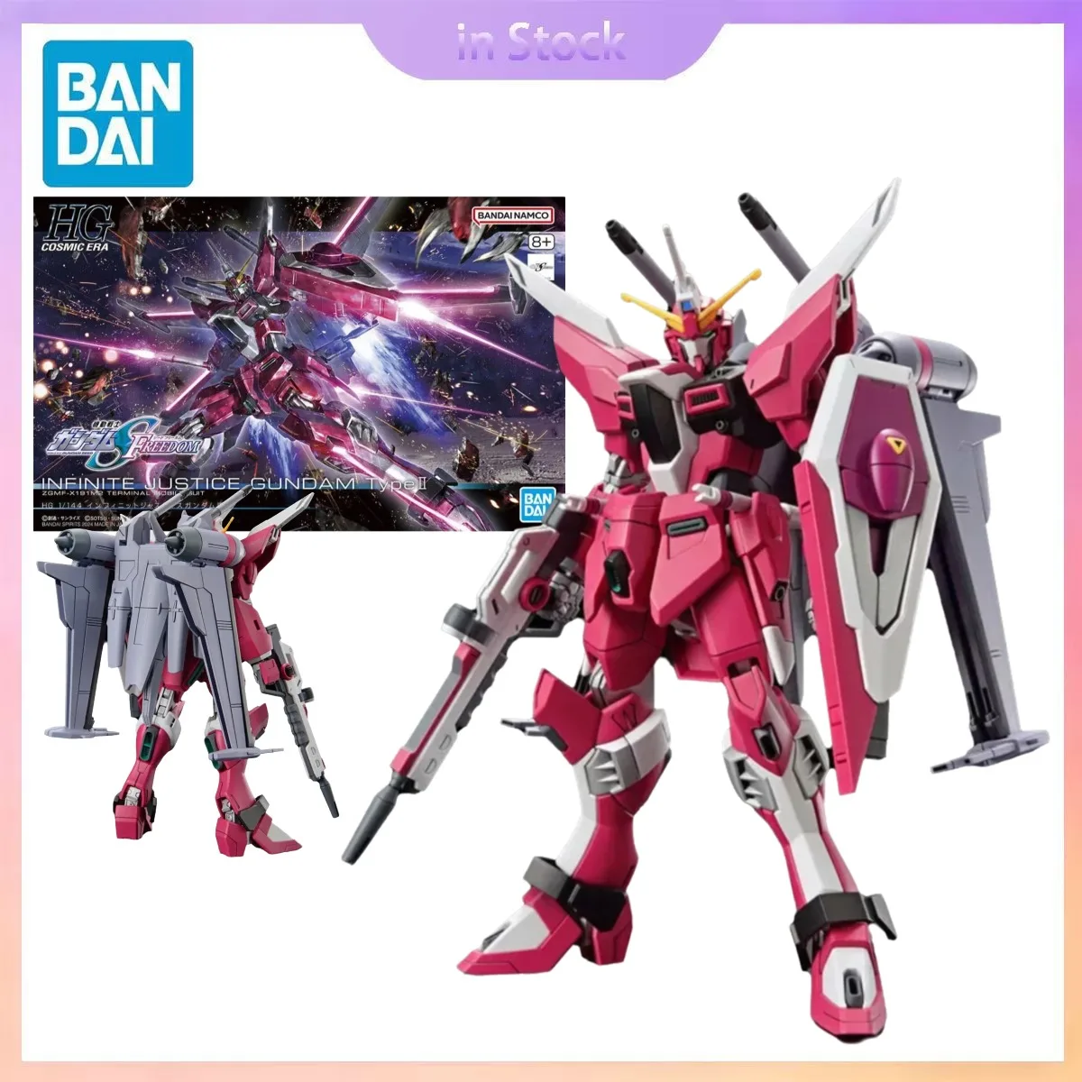 

Original Bandai Genuine In Stock HGCE 1/144 Infinite Justice Gundam Type II Anime Collection Action Figure Model Kits Toys Gifts