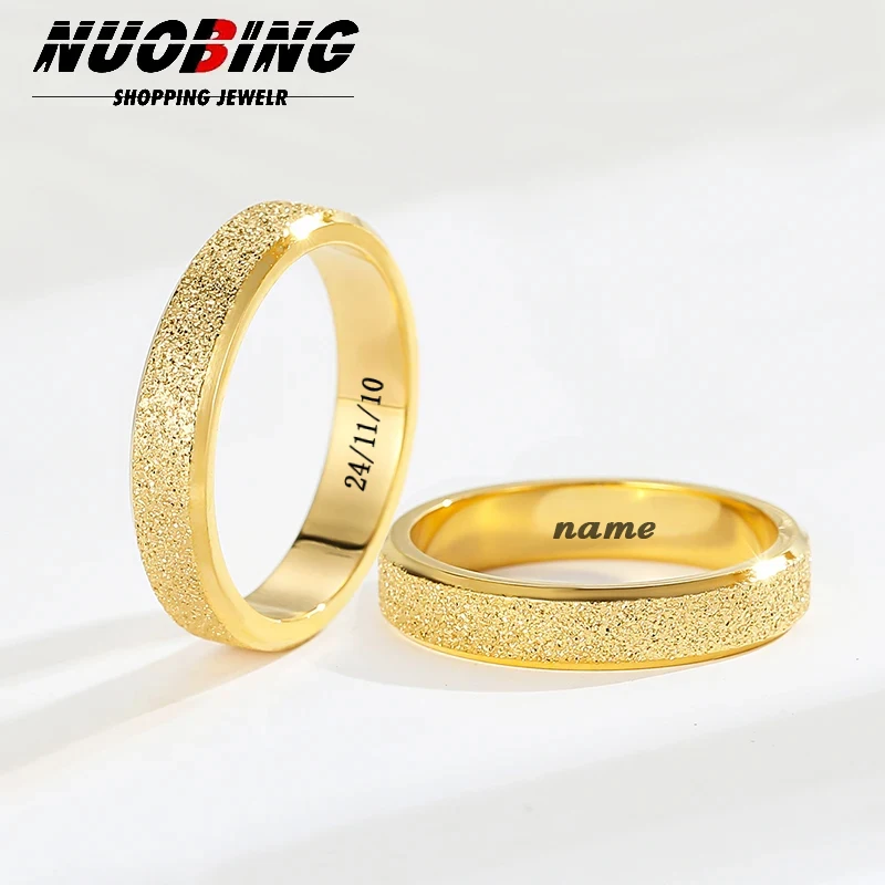 

Fashion Simple Scrub Stainless Steel Women 's Rings 6mm Width Golden Finger Couple Party Gift For Girl High quality Jewelry