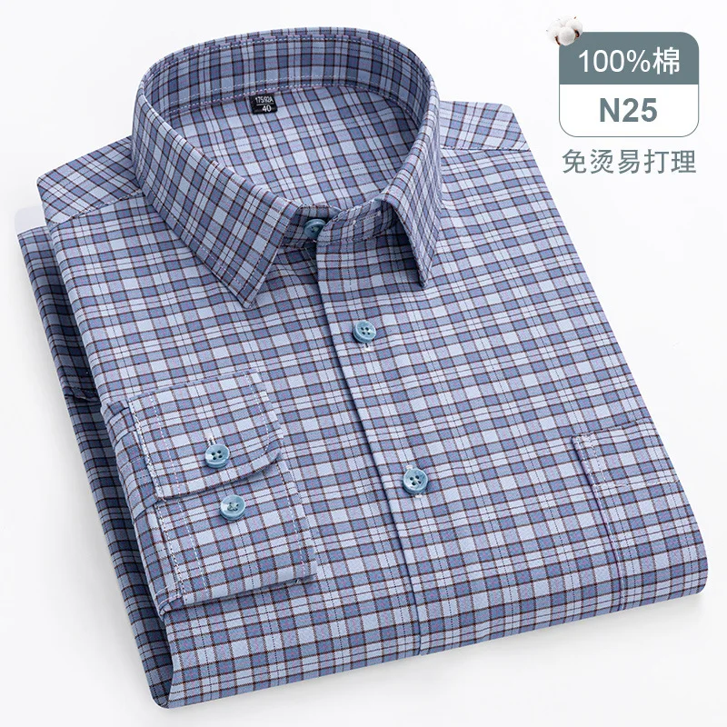 

11XL Fits 160 KG Men Shirt Long Sleeve Slim Fit Big and Tall Oxford 100 Cotton Long Sleeve Shirt for Men with Pockets Blue Navy