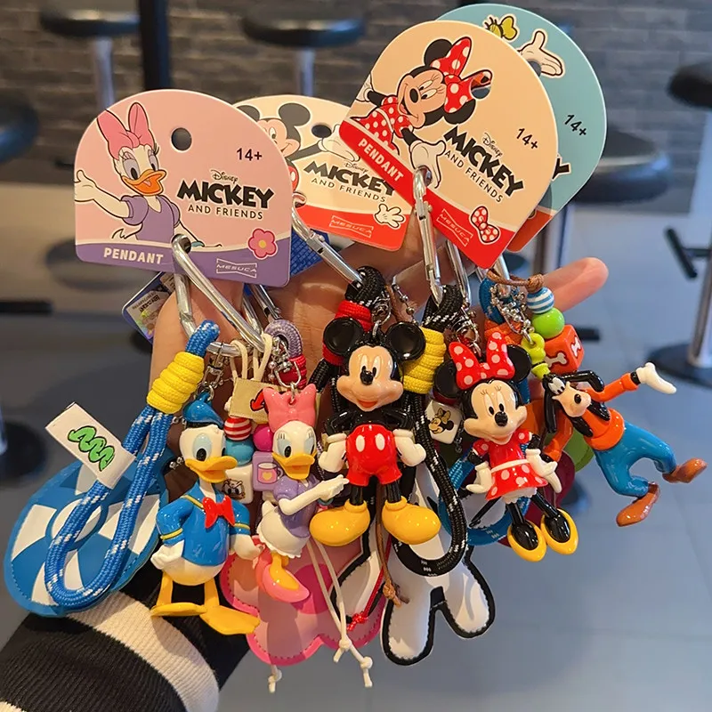 Genuine Disney Keychain Mickey‌ Minnie Goofy Goof Daisy Duck Donald Duck Anime Action Figure Toy Keyring Pendant Festival Birthd