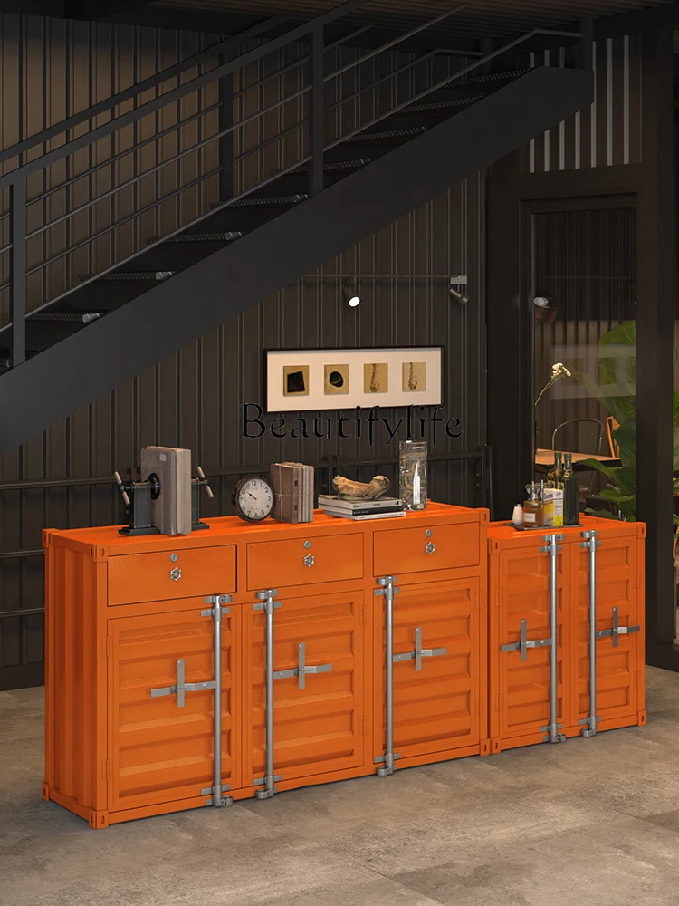 Multi-Functional Iron Sideboard Cabinet Industrial Style Storage Cabinet Retro Restaurant Ideas Furniture Cabinet