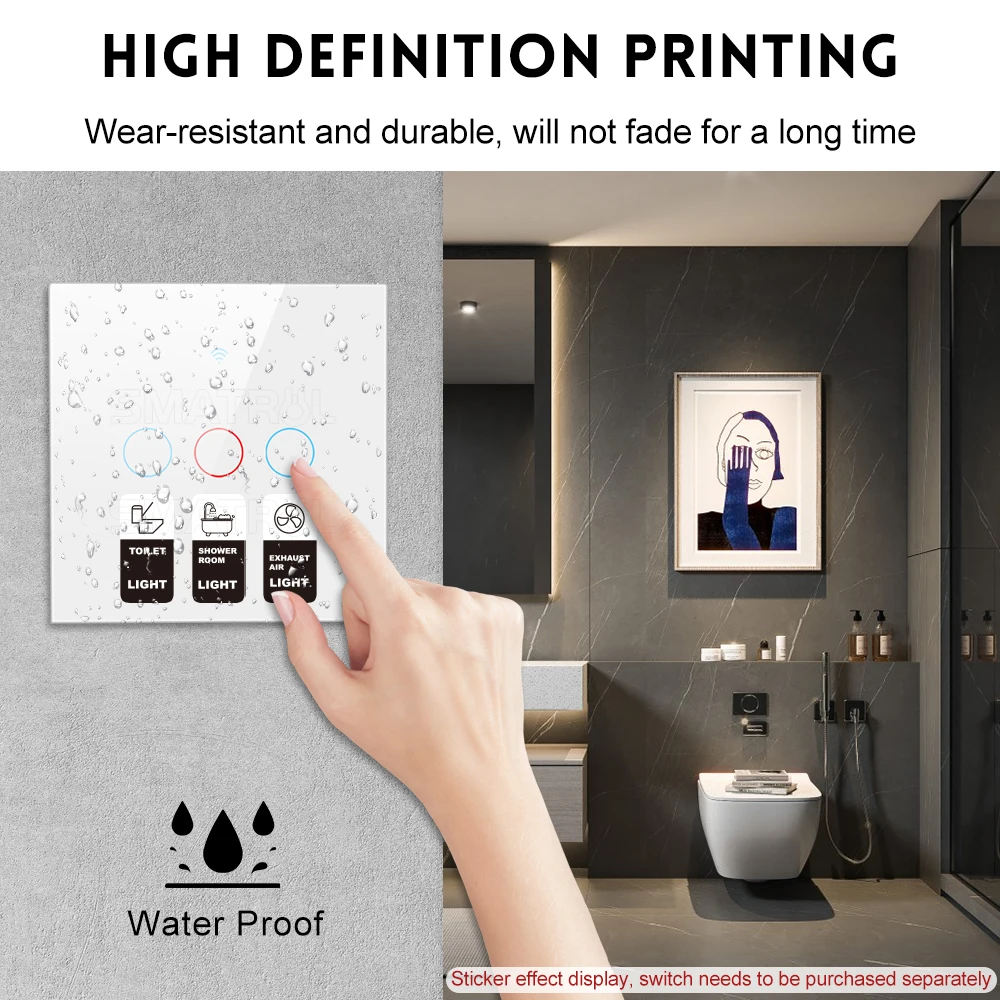 English Touch Switch Pattern Sticker Wording Label With Adhesive For Eu Us Brazil Smart Button Push Wall Wifi Light Switch