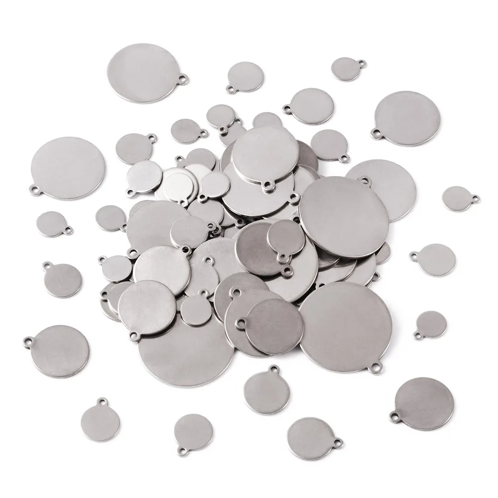 10~28mm Steinless Steel Stamping Blank Tag Flat Round Charms Laser-engraving Pendant for Dangle Necklace Jewelry Making Supplies