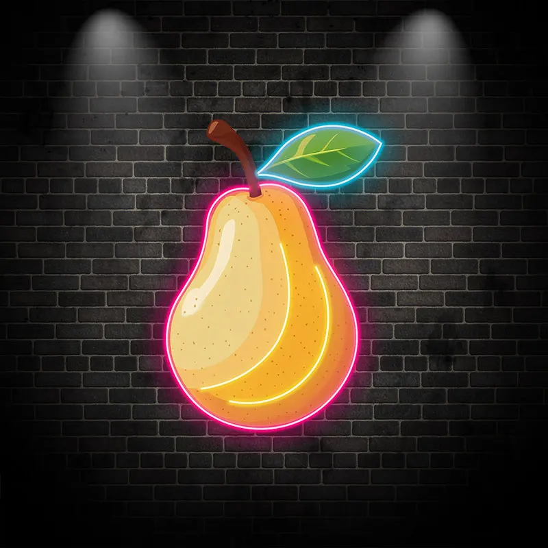 Pear Neon Light, Bright LED Sign for Kitchen, Café & Party Decor! Add a Fresh Glow with this Fun and Eye-Catching Pear Neon Sign