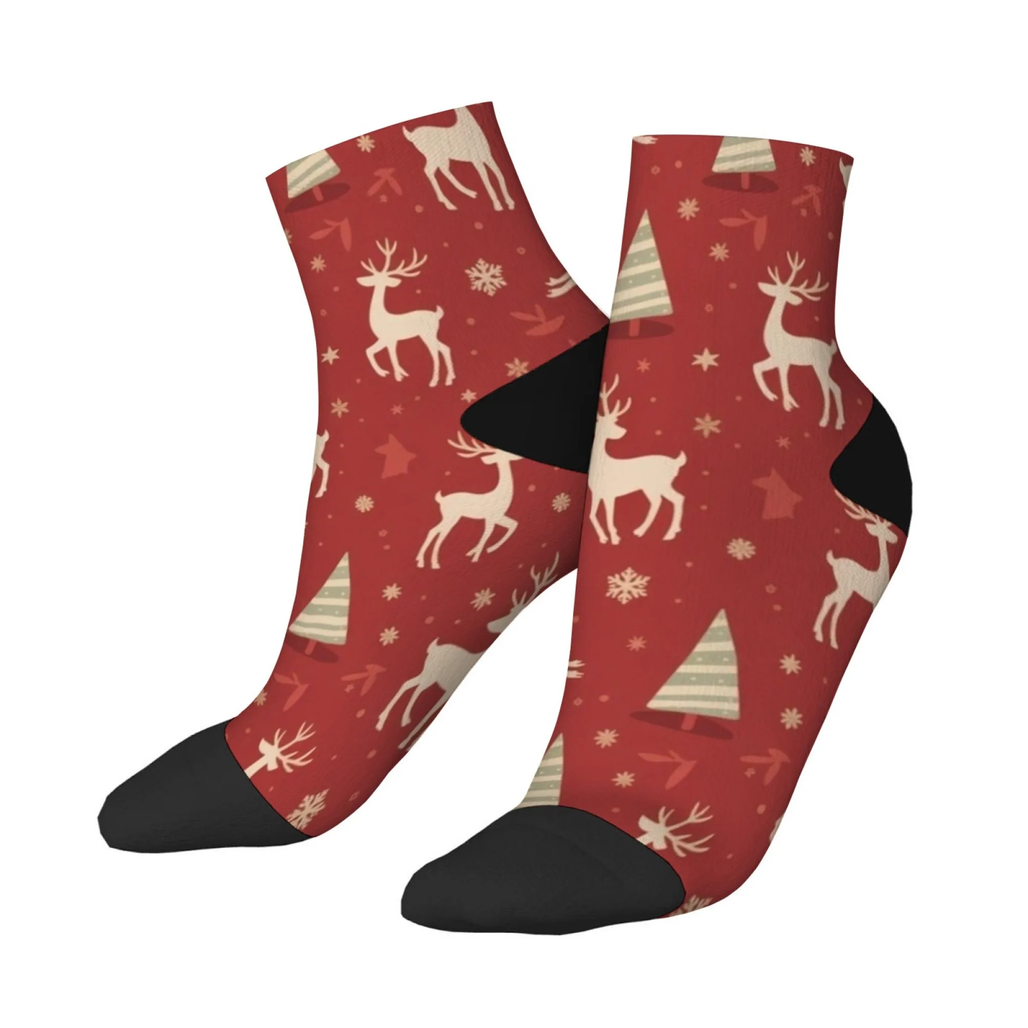 

Носки с рождественским рисунком оленя, элементы рождественских подарочных коробок, мужские короткие носки, новинка, носки в стиле хип-хоп, подарок в стиле Харадзюку