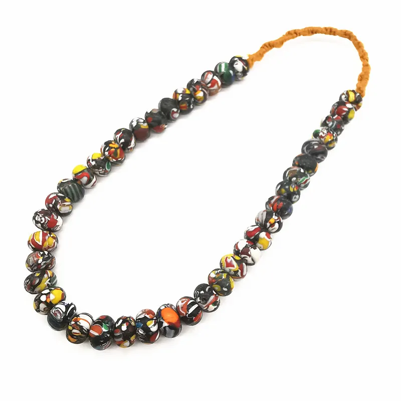 Ancient Method Stirred Glass Beads Big Flower Abacus Beads Necklace TNL001