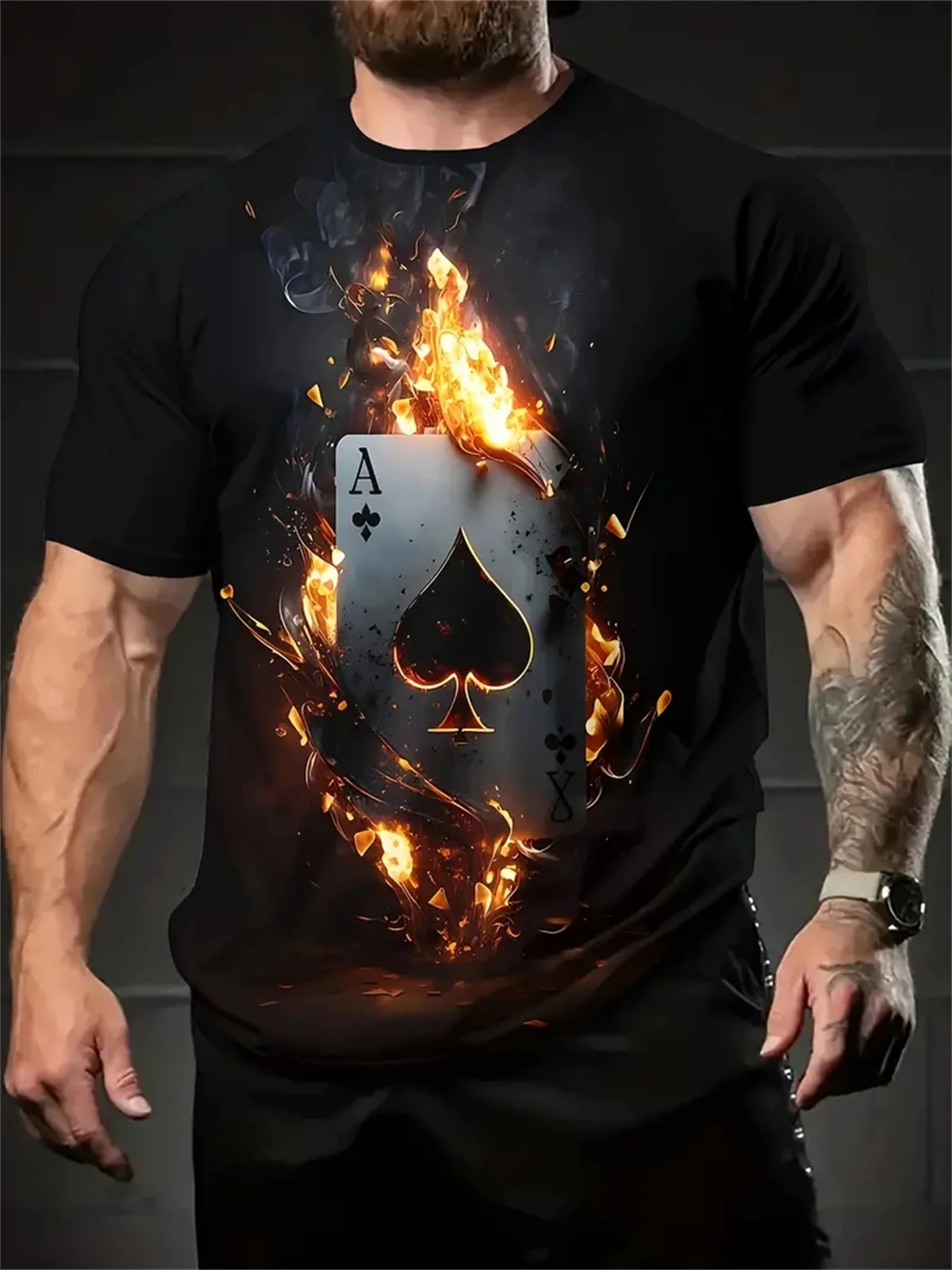 Summer Men's T-Shirt New Cool Poker Graphic T Shirts Casual Fashion Originality Card Pattern Tees 3D Printed Short Sleeve Tops