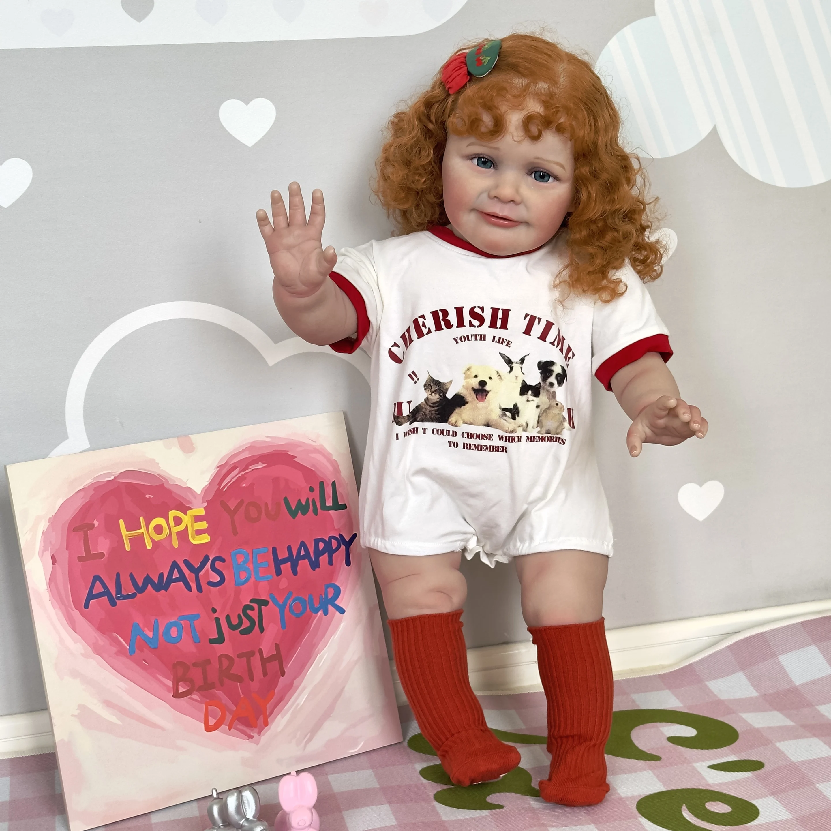 NPK 60cm Reborn Baby Doll Zoe Lifelike Soft Newborn Cuddly Body Doll Handmade with Genesis Paint Visible Veins Multiple Layers