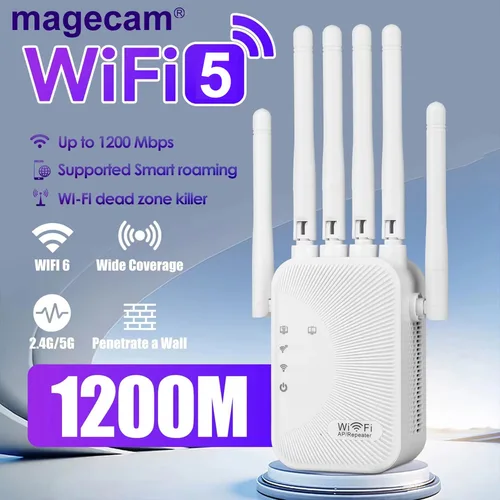 Amplificador Wifi magecam de 1200Mbps, repetidor de doble banda 2,4G 5G, expansor de red, extensor de rango, amplificador de señal WiFi, enrutador inalámbrico