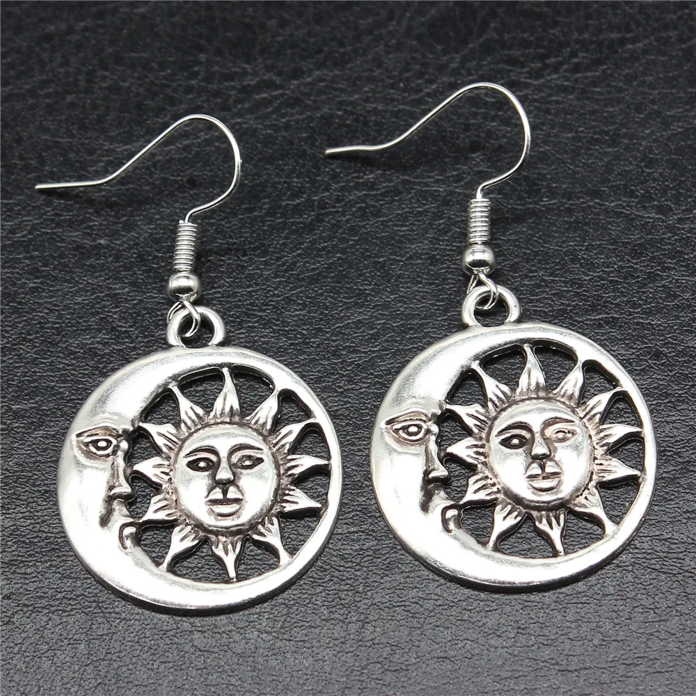 Dropshipping Drop Earrings Fashion Handmade Simple Design 2 Colors Moon Sun Pendant Earrings