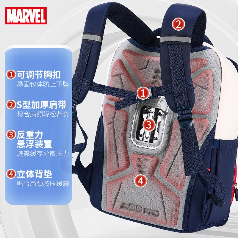 Genuine Disney School Bags For Boys Grade 1-4 Spider Man Captain America Primary Student Shoulder Orthopedic Backpack Mochilas