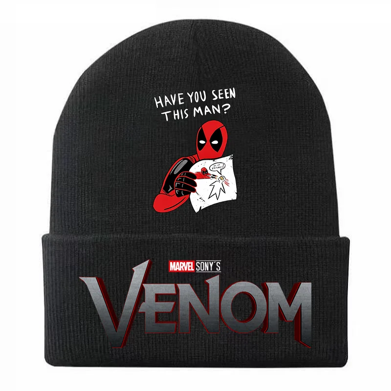 Venom Baby Knitted Hat Children Outdoor Riding Casual Brimless Cap Winter Warm Beanie Letter Cartoon Wool Bonnet Birthday Gifts