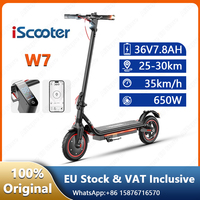 iScooter W7 E-Scooter 650W Motor 36V7.8Ah Battery Display Smart APP Electric Scooter Aldult 8.5 Inch Tires Foldable EScooters