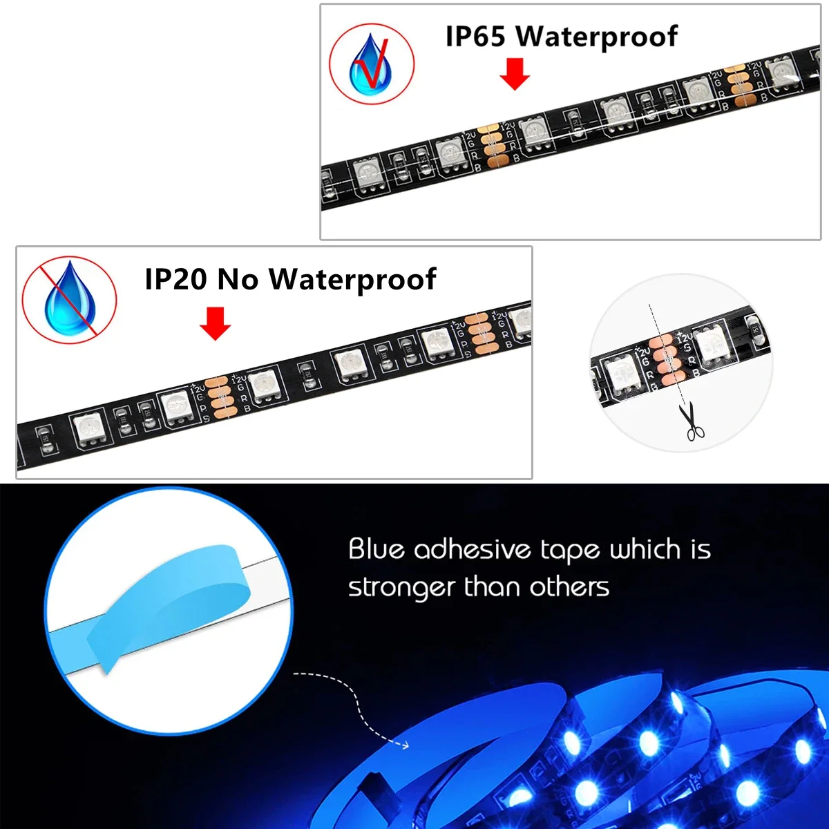 5050 DC 12V RGB Led Strip Light 4pin LED Headers PC Computer Case / RGB Strip Mainboard Control Game TV Backlight Tape 60leds/m