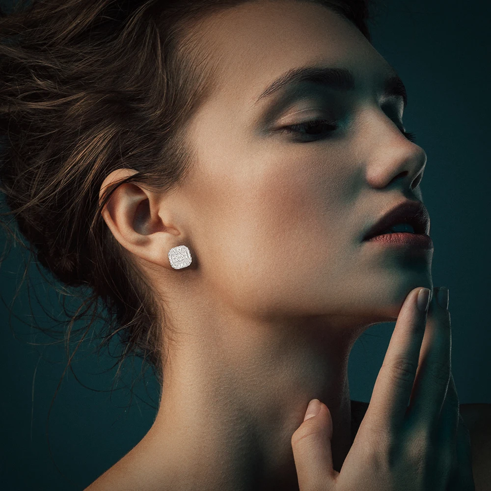 

Full Moissanite Earrings S925 Silver Stud Earring for Women Geometric Moissanite Earrings with Gra Certificate New in Earring