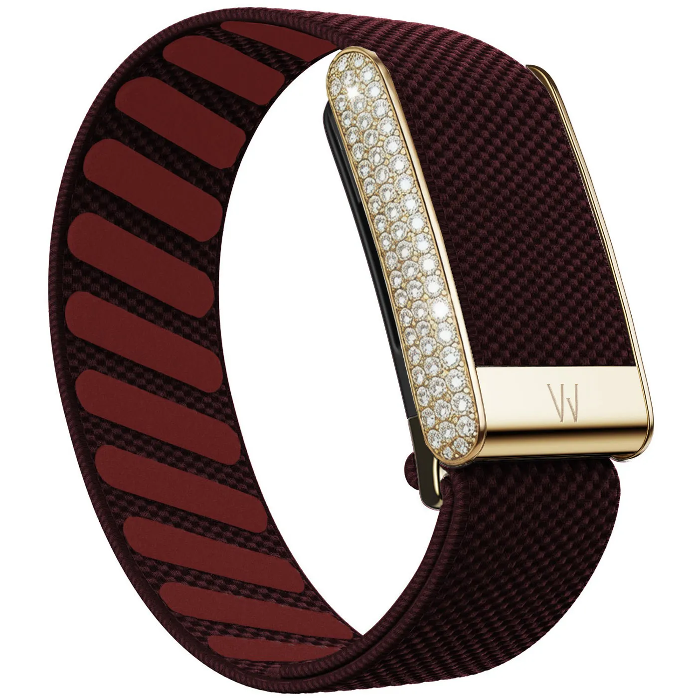 Diamond-encrusted Whoopee5.0 strap, nylon woven elastic casual wristband with full diamond bright gold metal frame