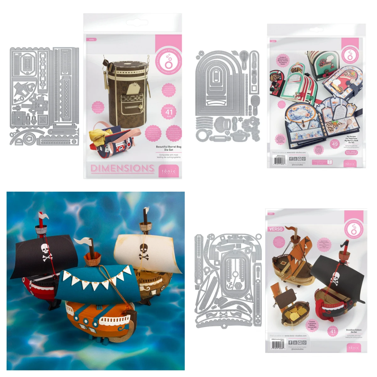 

March 2026 New Beautiful Barrel Bag Grandiose Galleon Gift Box Die My Recipes for Dies DIY Scrapbooking Greeting Card Handmade